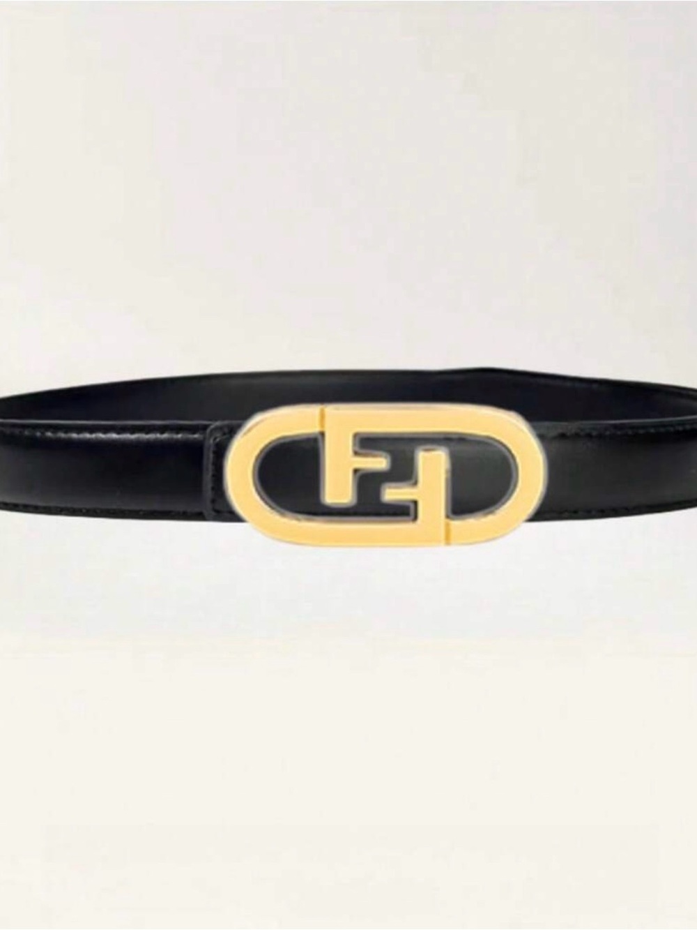 New Arrivals! Chic Black Belt With Gold -Tone Buckle